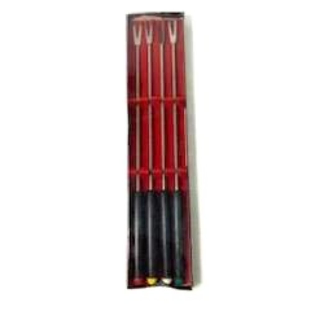 Vtg Fondue Forks Skewers Wood Handle Colored Tips Japan MCM Retro Party - Picture 6 of 8